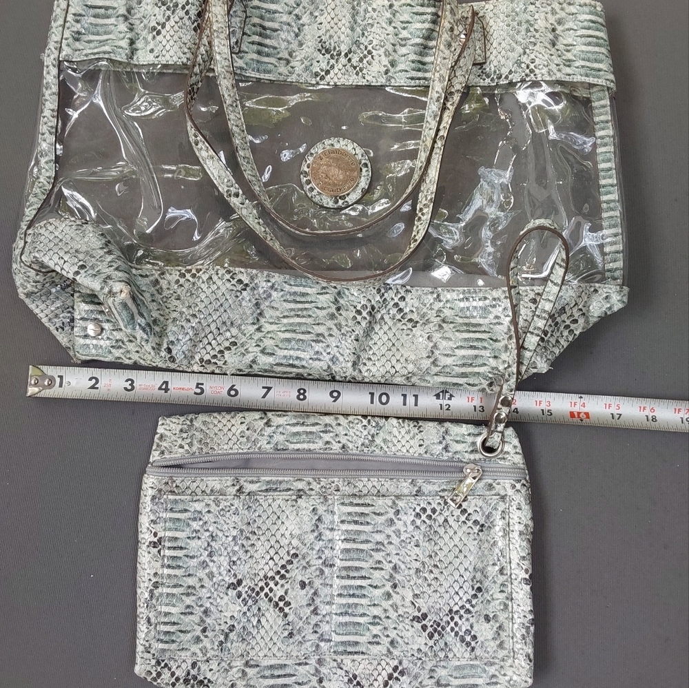 Liz Claibourne Snakeskin Tote Bag with Clear Panel.